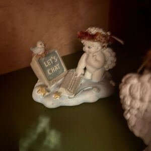 Charming Cherub with Computer Figurine
